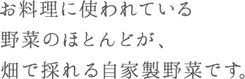 お料理に使われている野菜のほとんどが、畑で採れる自家製野菜です。